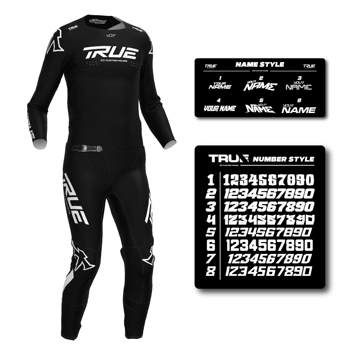 GRADED - BLACK YOUTH ADULT AT33 MX KIT COMBO - FREE SUBLIMATION PRINTING INCLUDED